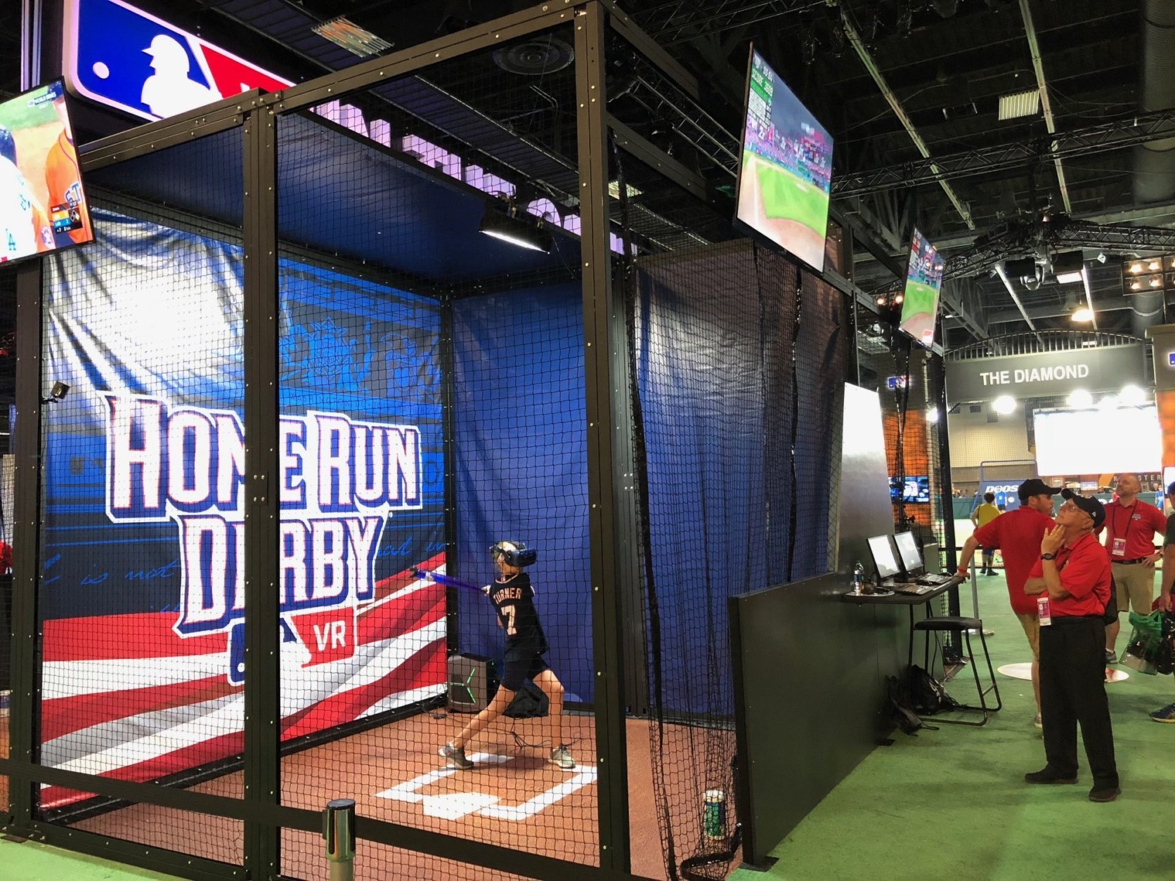 There are indoor baseball diamonds for kids, as well as batting cages and virtual reality baseball experiences. (WTOP/John Aaron)