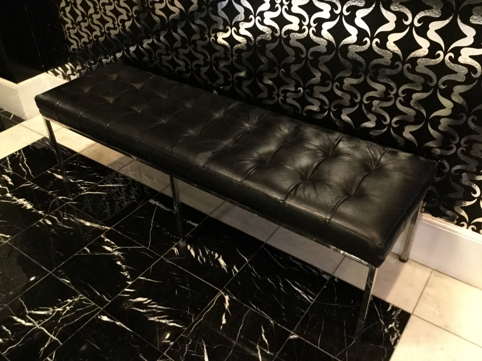 A leather bench from the W Hotel. (Courtesy Rasmus Auctions)