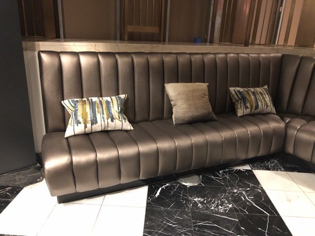 A leather sofa from the W Hotel. (Courtesy Rasmus Auctions)