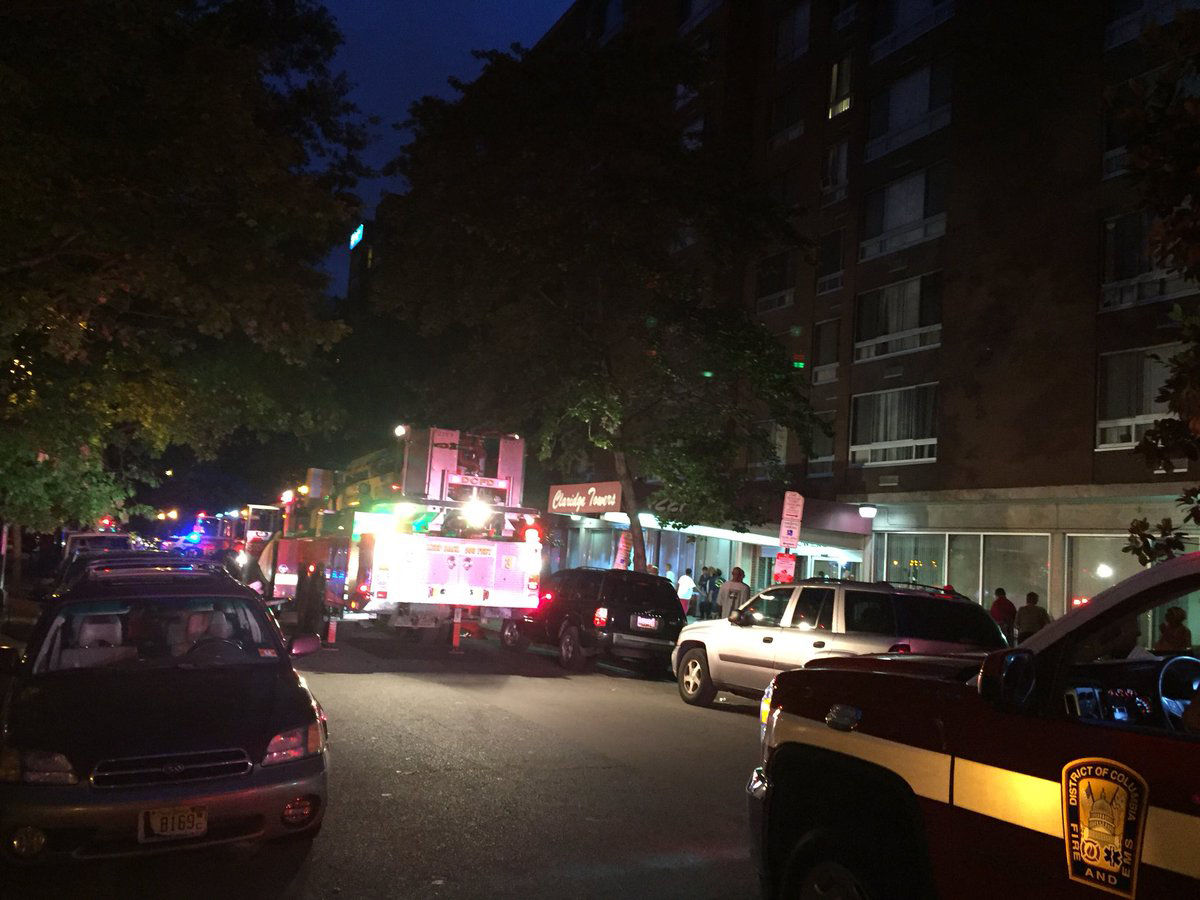 The fire broke out at a D.C. Housing Authority building for senior citizens and the disabled. No one else at the building was hurt in the fire and smoke alarms in the building were working. (WTOP/John Domen)