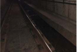 Standing water next to the tracks on the Blue Line south of King Street. (Courtesy FTA)