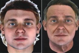 A Snapshot composite depiciting how the suspect in these cases may have looked based on DNA evidence left at the crime. To the left is a composite of how the suspect would have looked at 25, and to the right how he would have looked at 45. (Courtesy Montgomery County Police Department)