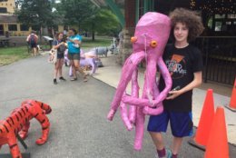 "It took a lot of hard time to make...but it went really well," Micah Lachman said of the octopus he created at Carousel Animals Camp For Teens. (WTOP/Kristi King)