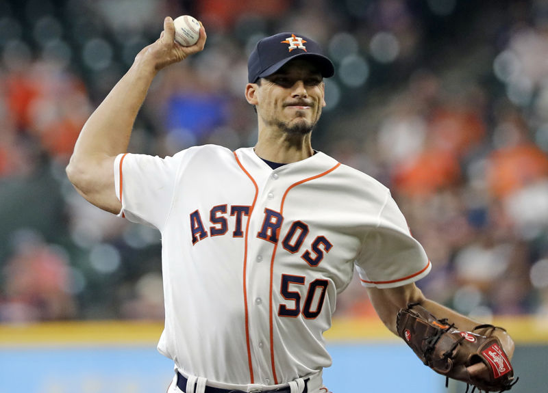 Houston Astros starting pitcher Charlie Morton throws against the Oakland Athletics during the first inning of a baseball game Thursday, July 12, 2018, in Houston. (AP Photo/David J. Phillip)