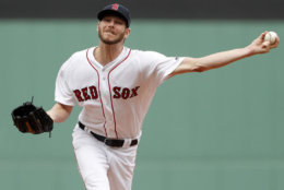Boston Red Sox starting pitcher Chris Sale during the first inning of a baseball game against the Seattle Mariners Sunday, June 24, 2018 in Boston. (AP Photo/Winslow Townson)