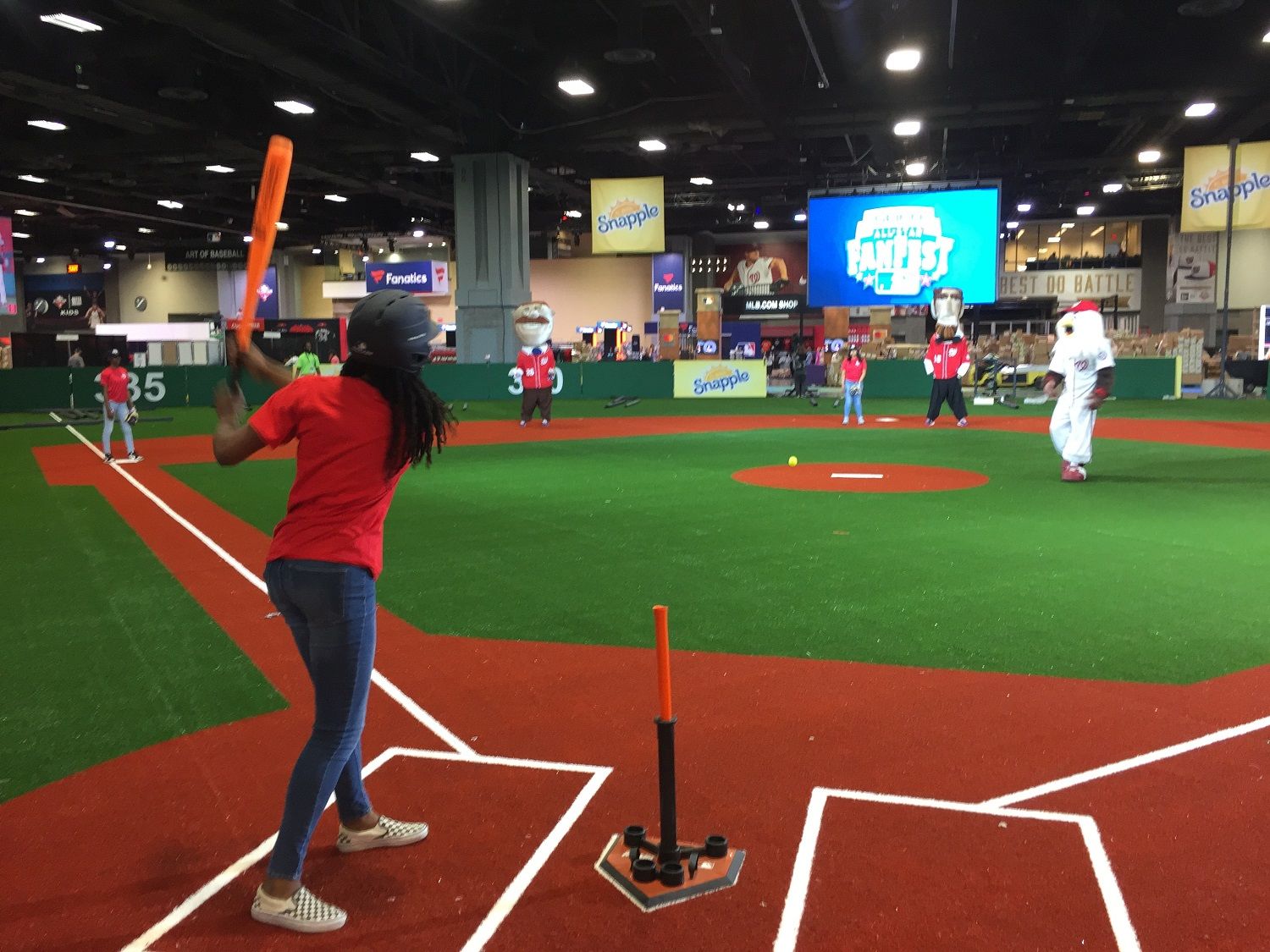 There are numerous practice diamonds around the All-Star FanFest space for participants to hit and field. (WTOP/Kristi King)