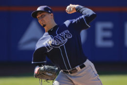 Tampa Bay Rays starting pitcher Blake Snell delivers against the New York Mets during the first inning of a baseball game, Saturday, July 7, 2018, in New York. (AP Photo/Julie Jacobson)