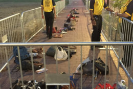 When the stadium ran out of lockers, Laurie Ehrsam tells WTOP that game attendees were told they could leave their belongings free of charge outside within the vicinity of event workers. (Courtesy Laurie Ehrsam)