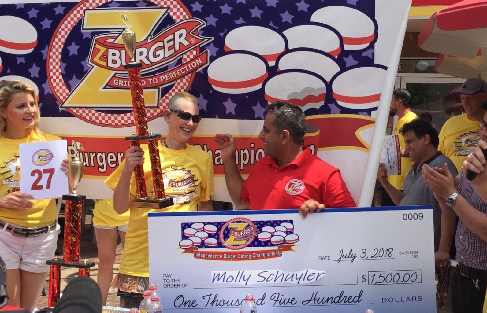 Molly Schuyler won her fourth Independence Burger Eating Championship on Tuesday.(WTOP/Kristi King)