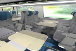 Amtrak is touting will provide spacious, high-end comfort with in-seat lighting and personal electrical outlets. (Courtesy Amtrak)