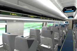 Amtrak says each seat in the new Acela trainsets will be equipped with dual tray tables providing customers with a large and small table option. (Courtesy Amtrak)