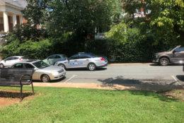 There is a heavy police presence in Charlottesville. (WTOP/Max Smith)