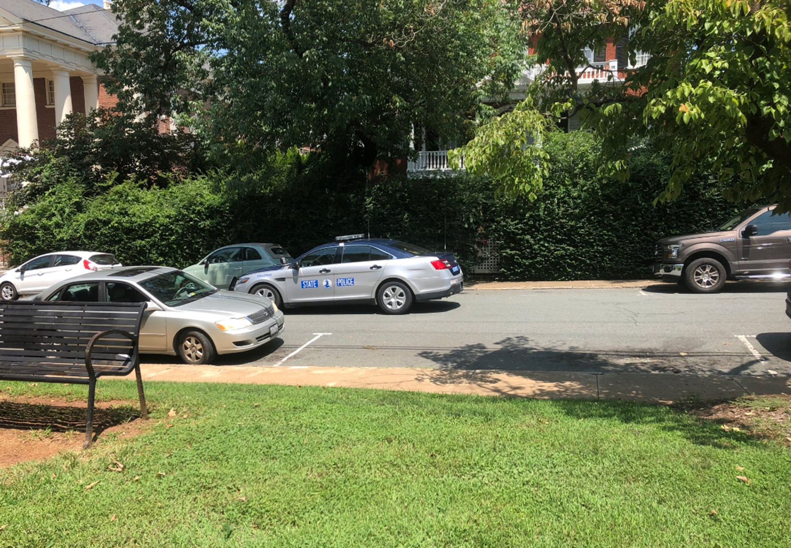 There is a heavy police presence in Charlottesville. (WTOP/Max Smith)