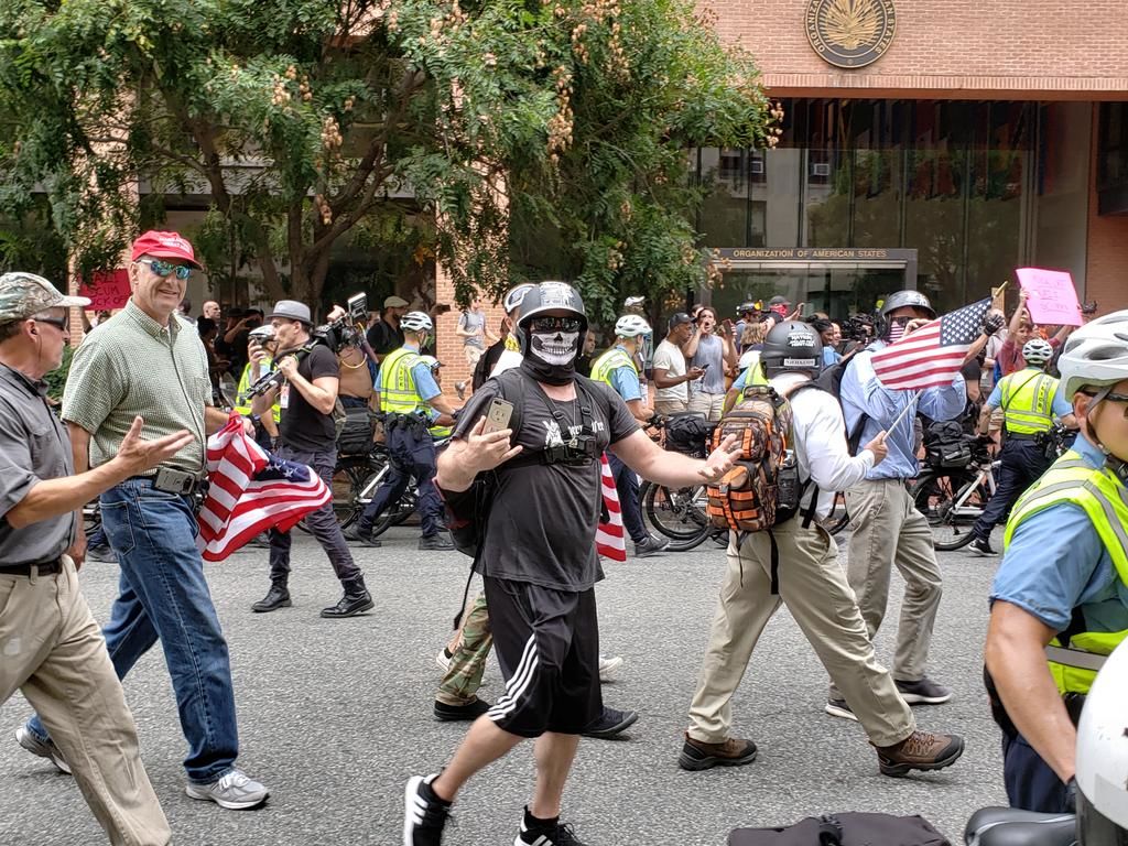 White nationalists march toward Lafayette Square in Downtown D.C. (Courtesy Wilson Dizard)