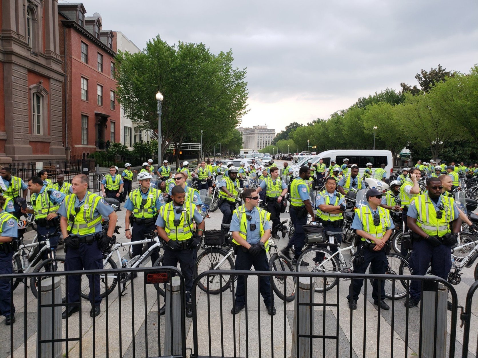 The number of police escorts for the white nationalists in D.C. far outnumbered the actual white nationalists. (Courtesy Wilson Dizard)