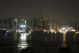 A view of the Upper West side of Manhattan is seen from  Weehawken, N.J., Thursday, Aug. 14, 2003. A massive power blackout hit U.S. and Canadian cities Thursday. (AP Photo/George Widman)