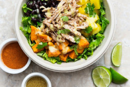 Cuisine Solutions' Caribbean bowl. The fast-casual option offers different flavors of cuisine, including Mexican, Indian, Asian, Mediterranean and Caribbean which the company said helps cut back on "menu fatigue." (Courtesy Cuisine Solutions)