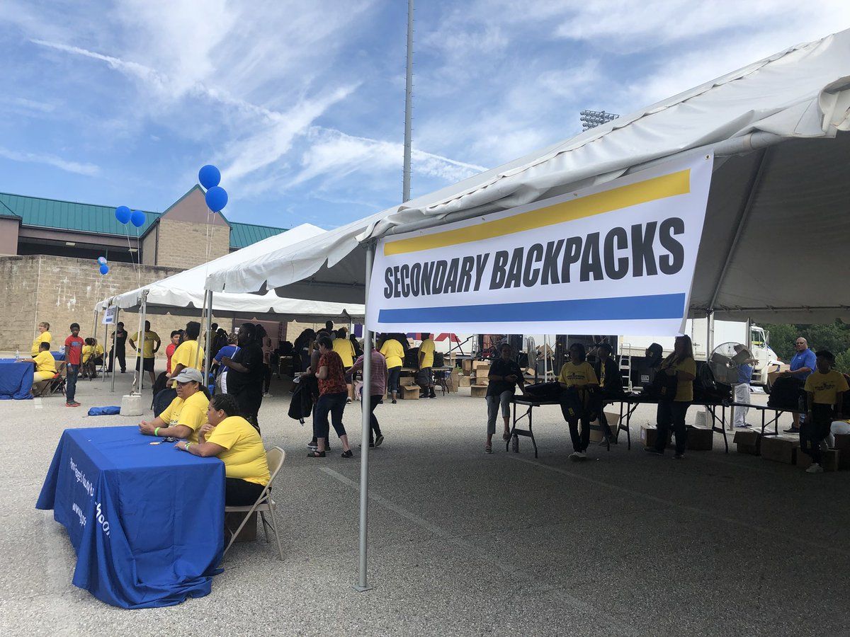 The event featured vendors, student services and a backpack giveaway that the county had been preparing for via donations in the month of August. (WTOP/Melissa Howell)