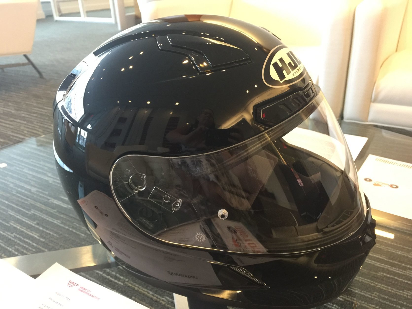 Called "heads up" displays,  the interior of motorcycle helmets may soon be able to display for drivers helpful information about what's on the road ahead. (WTOP/Kristi King)