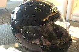 Called "heads up" displays,  the interior of motorcycle helmets may soon be able to display for drivers helpful information about what's on the road ahead. (WTOP/Kristi King)