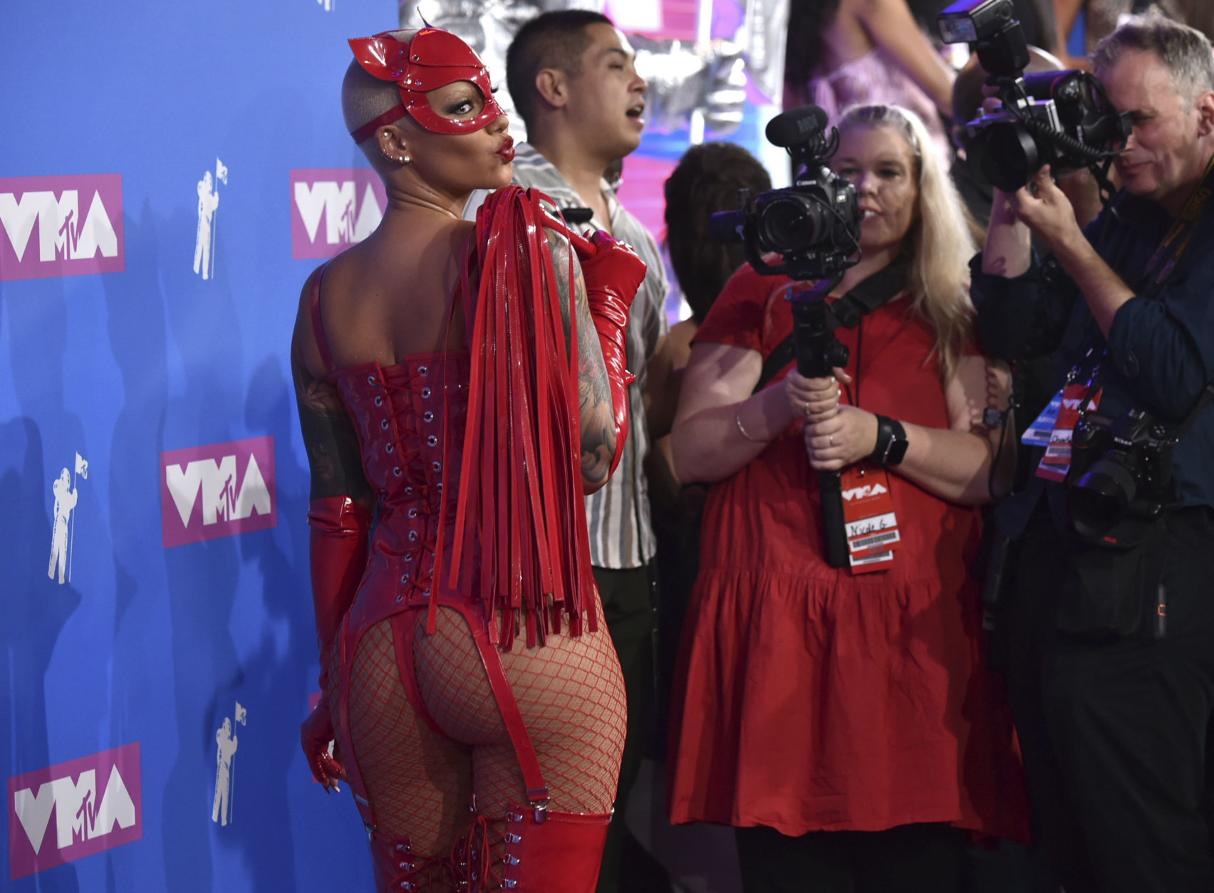 Amber Rose arrives at the MTV Video Music Awards at Radio City Music Hall on Monday, Aug. 20, 2018, in New York. (Photo by Evan Agostini/Invision/AP)