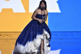 Camila Cabello accepts the award for artist of the year at the MTV Video Music Awards at Radio City Music Hall on Monday, Aug. 20, 2018, in New York. (Photo by Chris Pizzello/Invision/AP)