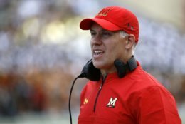 Embattled head coach DJ Durkin remains on administrative leave, his future with the school very much in question as the season begins. (AP Photo/Patrick Semansky, File)
