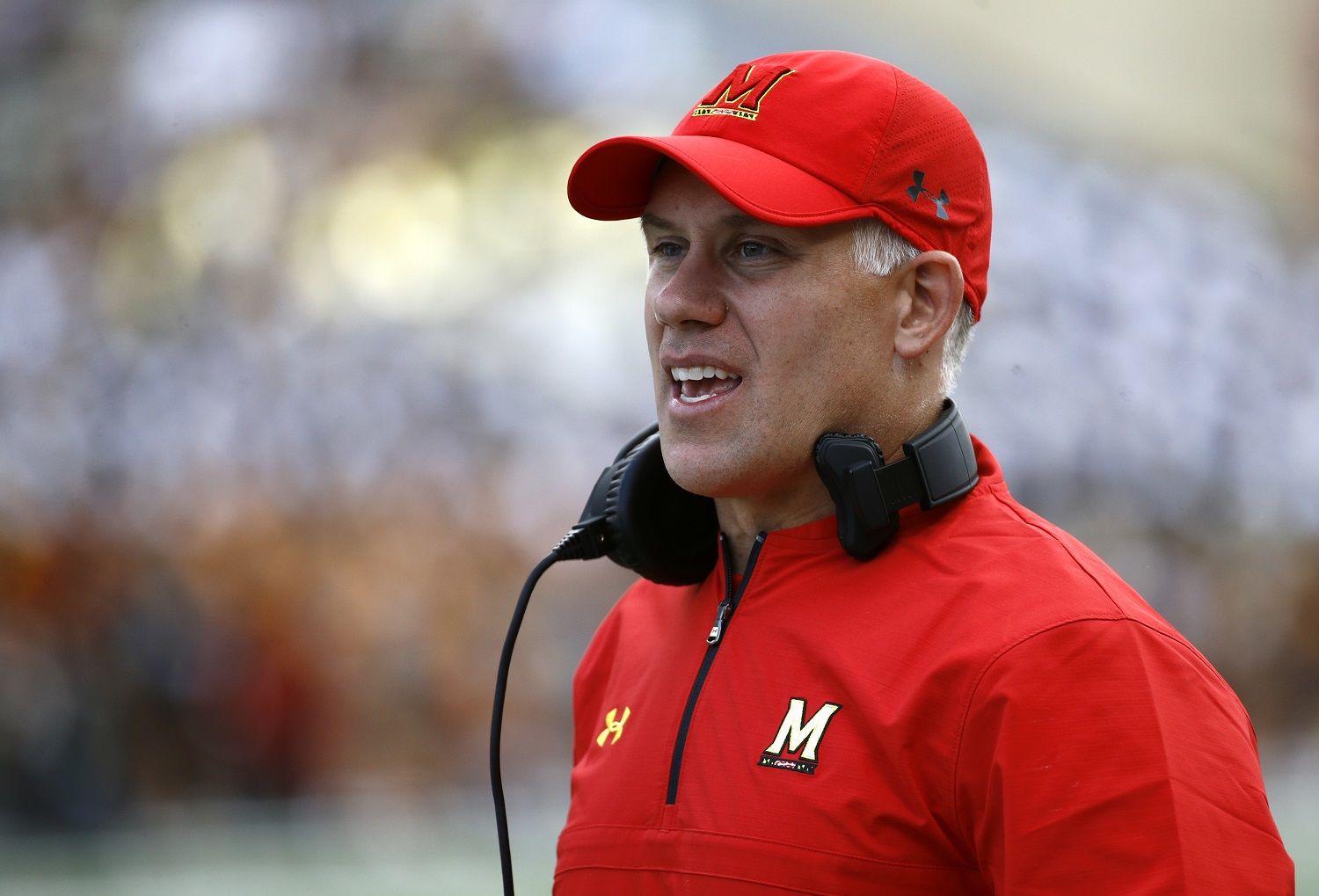 Embattled head coach DJ Durkin remains on administrative leave, his future with the school very much in question as the season begins. (AP Photo/Patrick Semansky, File)