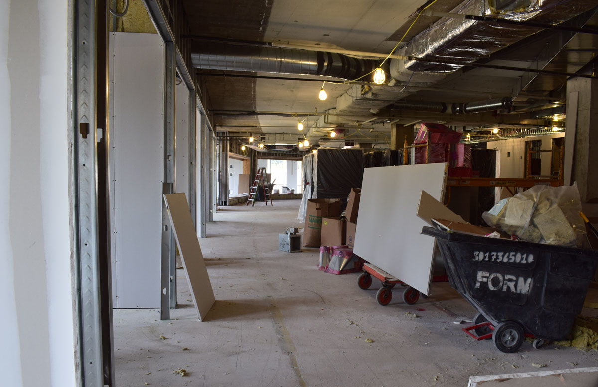 Here's a glimpse of the area where the WTOP newsroom will be, starting from the digital desk. (WTOP/Teta Alim)