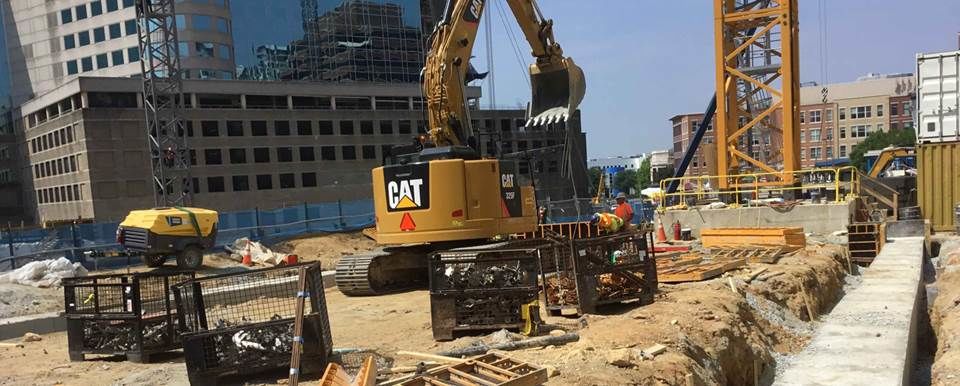 Workers dig a shaft down to the Bethesda Metro Station that will allow riders to transfer between the Metro system and Purple Line trains. (Courtesy Purple Line Transit Partners)
