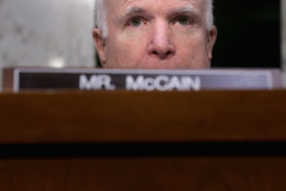Senate Armed Services Committee Chairman Sen. John McCain (R-AZ) delivers an opening statement before hearing testimony from U.S. Cyber Command head and NSA Director Navy Adm. Michael Rogers in the Hart Senate Office Building on Capitol Hill April 5, 2016 in Washington, DC. When asked by McCain if Russia has the capability to inflict harm on the United States' cyber infrastructure, Rogers replied, "Yes."  (Photo by Chip Somodevilla/Getty Images)