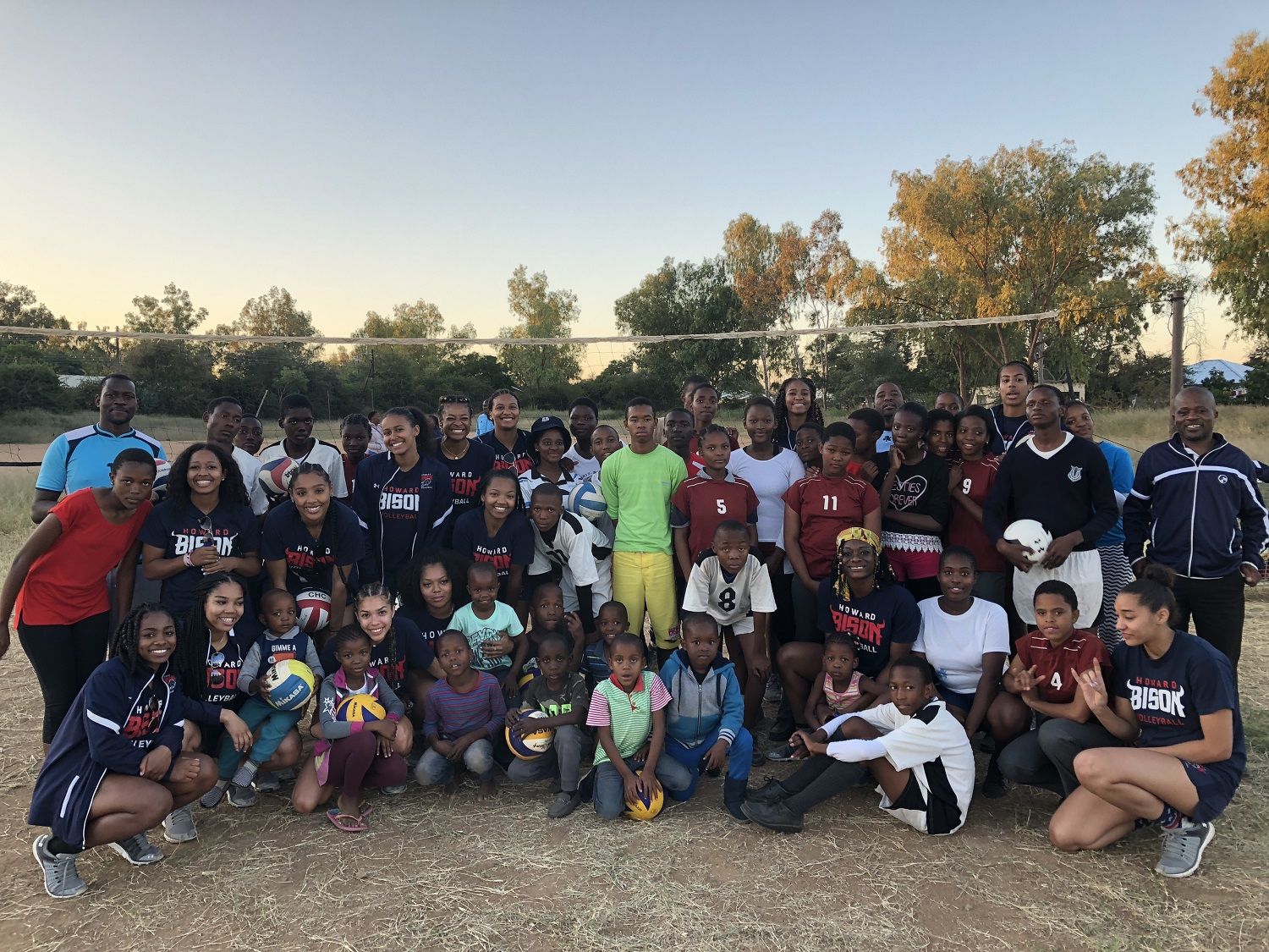 The Howard Women's Volleyball team traveled to Botswana and Zimbabwe this summer, the first time an HBCU volleyball team has traveled to the continent. (Courtesy: Howard Athletics)