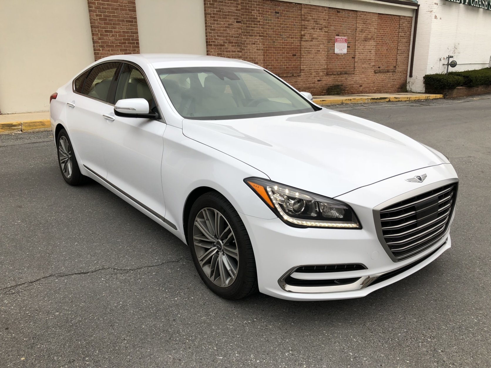 On the new Genesis G80, its 18-inch wheels look a bit out of place. (WTOP/Mike Parrish)