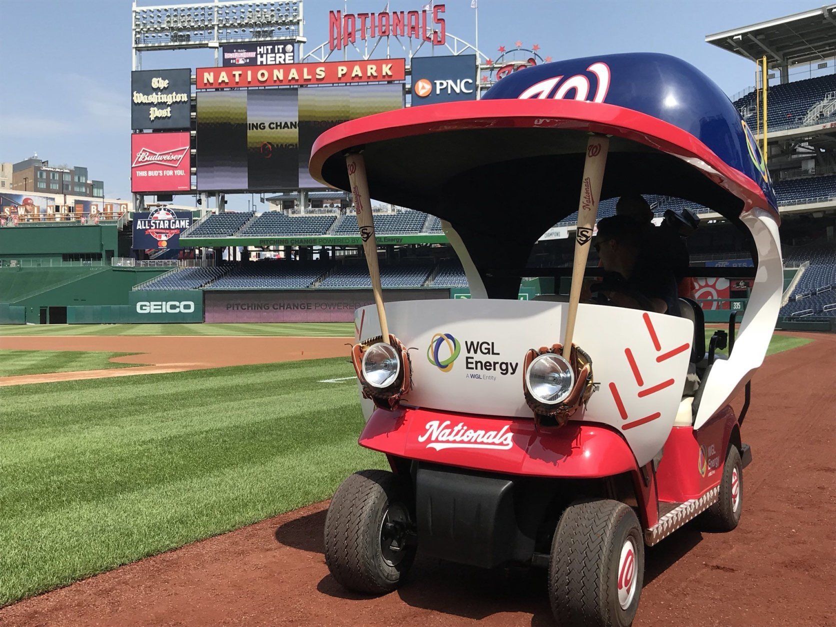 The bullpen cart at Nationals Park at its unveiling Friday. (WTOP/Michelle Basch)
