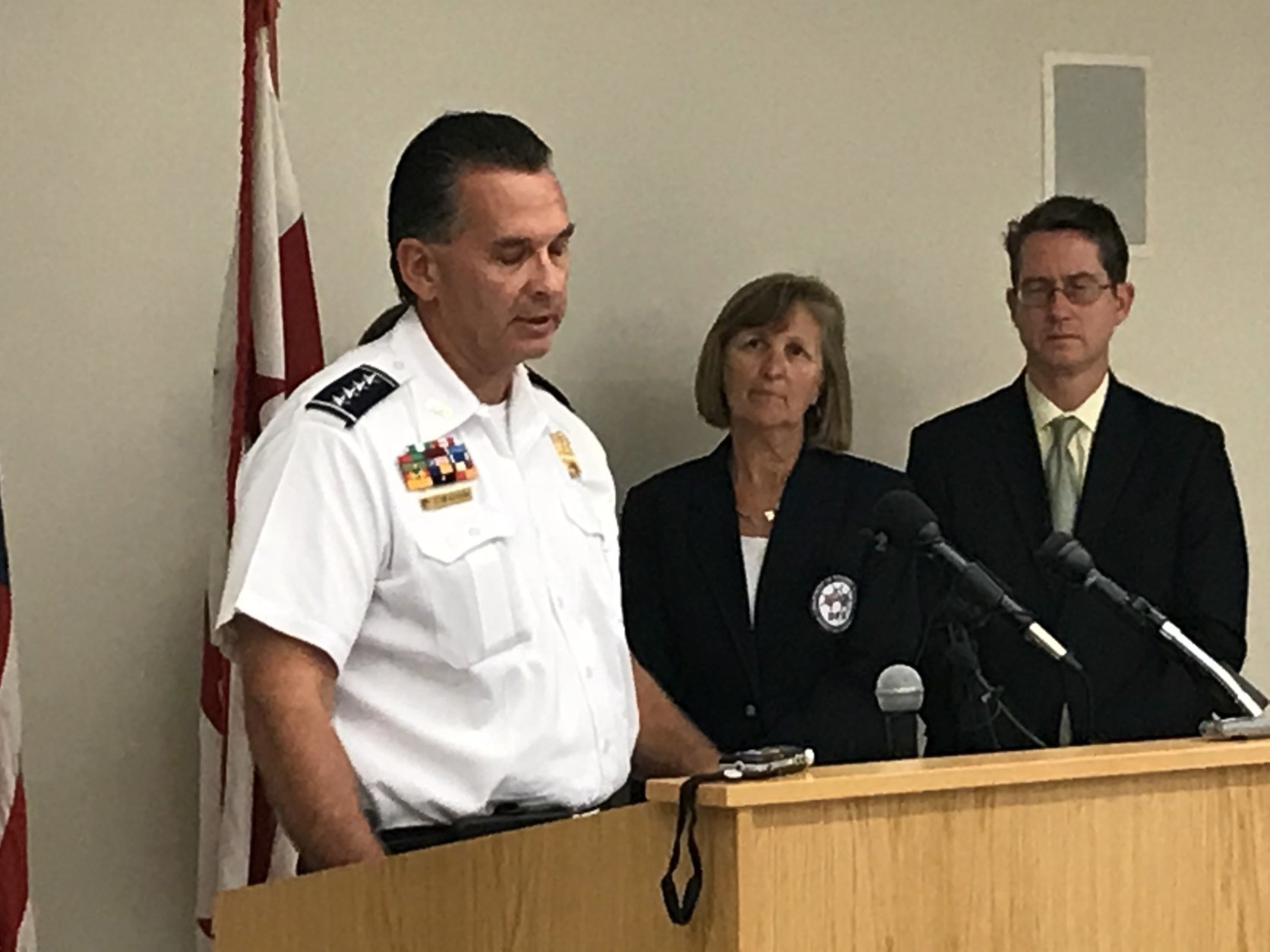 D.C. POlice Chief Peter Newsham announced the identities of three bodies found at an apartment building in Southeast in April. (WTOP/Michelle Basch)