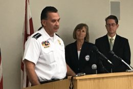 D.C. POlice Chief Peter Newsham announced the identities of three bodies found at an apartment building in Southeast in April. (WTOP/Michelle Basch)