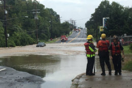 Flooding on Old Ritchie Road on Tuesday, Aug. 21. (Courtesy of Prince George's County Office of Emergency Management)