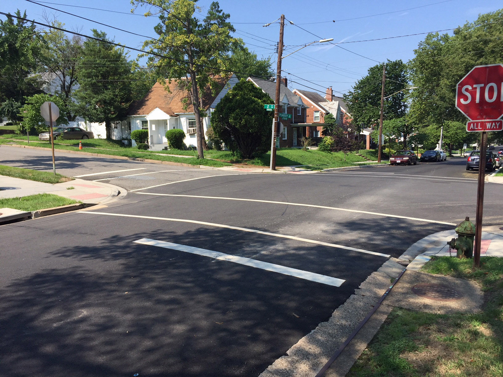 A completed section of road: the 100 block of Peabody Street in Northwest. (WTOP/John Domen)