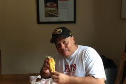 "I have to be honest," said editor Mike Jakaitis after taking his first bite, "for a cheesesteak to come through the mail and you put it in the oven, it tastes pretty darn good!" (WTOP/Mike Jakaitis)