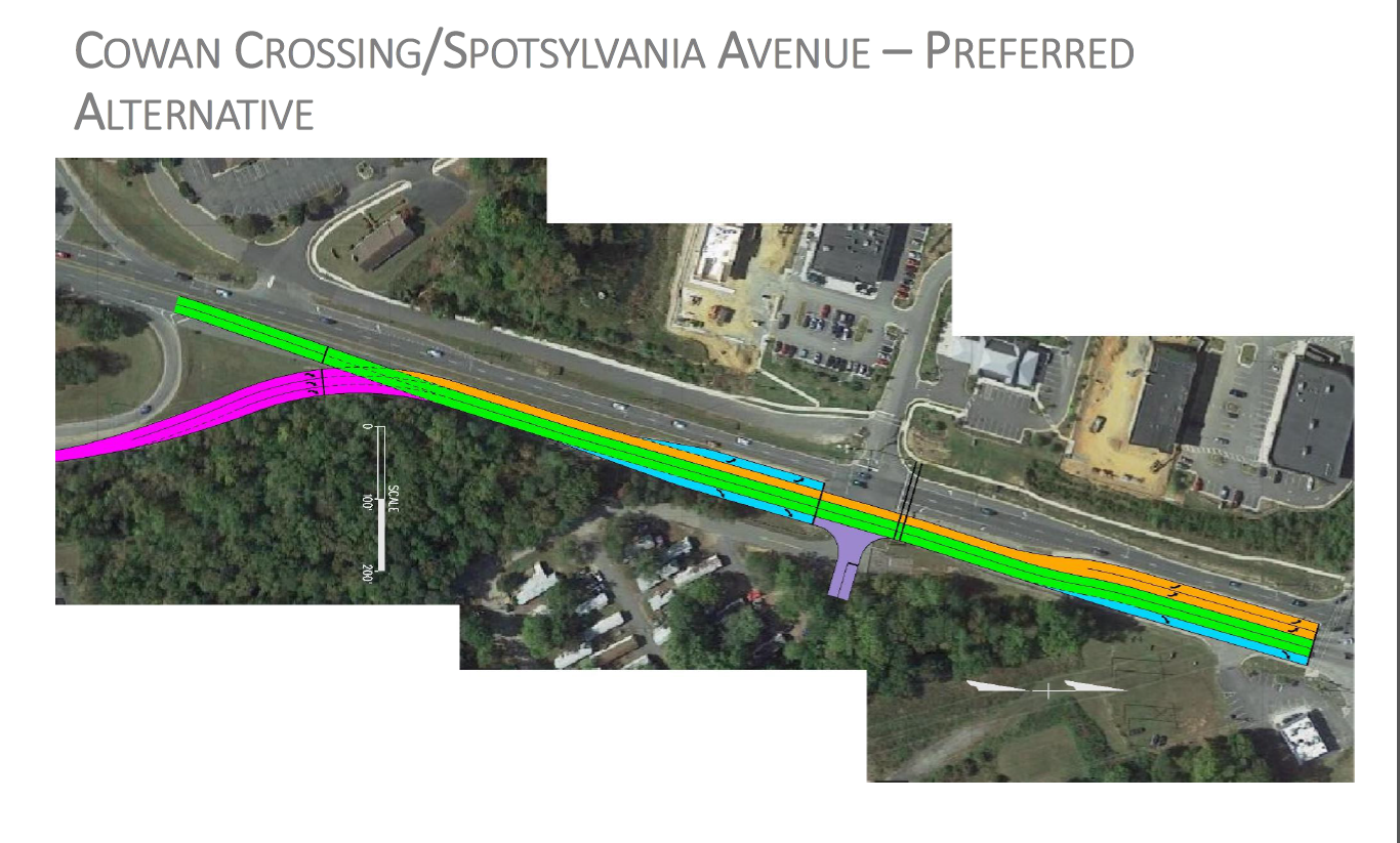 VDOT, the City of Fredericksburg and the Fredericksburg Area Metropolitan Planning Organization are among those involved in the ongoing process to prioritize the proposed projects, none of which are funded at this point. A public meeting on the proposals was held Monday. (Courtesy of VDOT)