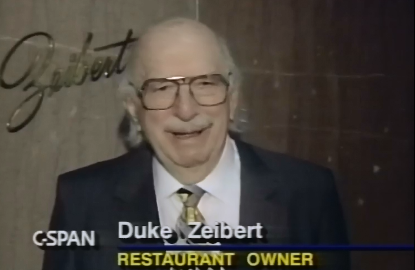 In a brief 1993 interview with C-SPAN, Duke Zeibert took exception to being called an institution. (Courtesy C-SPAN)