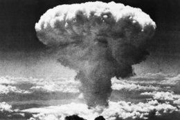 FILE - In this Aug. 9, 1945 file photo, a mushroom cloud rises moments after the atomic bomb was dropped on Nagasaki, southern Japan. On two days in August 1945, U.S. planes dropped two atomic bombs, one on Hiroshima, one on Nagasaki, the first and only time nuclear weapons have been used. Their destructive power was unprecedented, incinerating buildings and people, and leaving lifelong scars on survivors, not just physical but also psychological, and on the cities themselves. Days later, World War II was over. (AP Photo/File)