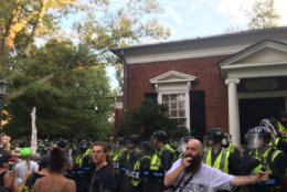 Police declared a group of protesters who veered from the permit area on Saturday, Aug. 11, 2018, an "unlawful assembly." (WTOP/Max Smith)