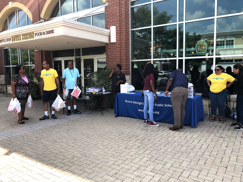 Prince George's County residents started dropping off school supplies on Sunday. (WTOP/Melissa Howell)