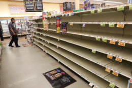 MYRTLE BEACH, SC - SEPTEMBER 11:  A store's bread shelves are bare as people stock up on food ahead of the arrival of Hurricane Florence on September 11, 2018 in Myrtle Beach, South Carolina. Florence, already packing 130 mph winds, is expected to make landfall by late Thursday at near Category 5 strength along the Virginia, North Carolina and South Carolina coastline.  (Photo by Joe Raedle/Getty Images)