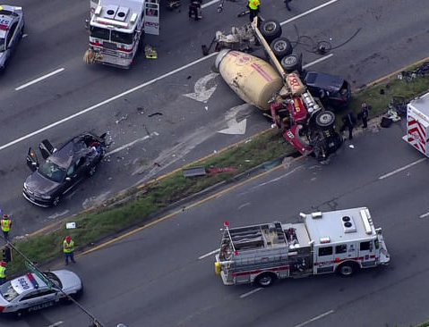 Two were taken by helicopter after the crash Wednesday afternoon. (NBC Washington)