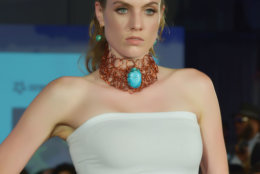 A model wears jewelry pieces from Carmen Eliam Jewelry at the District of Fashion runway show hosted by the DowntownDC Business Improvement District (BID). (Courtesy Shannon Finney/<a href="https://www.shannonfinneyphotography.com/index" target="_blank" rel="noopener noreferrer">shannonfinneyphotography.com</a>)