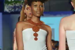 A model wears jewelry pieces from Carmen Eliam Jewelry at the District of Fashion runway show hosted by the DowntownDC Business Improvement District (BID). (Courtesy Shannon Finney/<a href="https://www.shannonfinneyphotography.com/index" target="_blank" rel="noopener noreferrer">shannonfinneyphotography.com</a>)