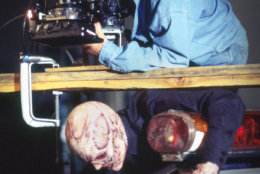 Don Coscarelli films a scene with Reggie Bannister and a monster for "Phantasm: Oblivion." (Courtesy Silver Sphere Productions)