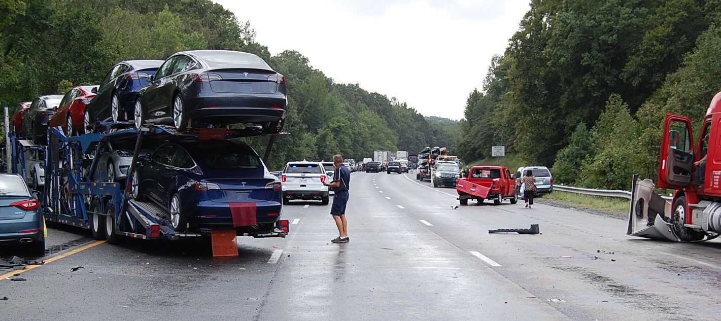 A series of multi-vehicle crashes on I-95 in Stafford shut down the interstate Tuesday afternoon. (Courtesy Virginia State Police)